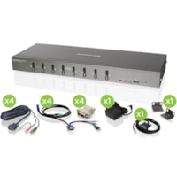 IOGEAR 8-Port DVI KVMP switch with VGA support and USB KV - 8 Computer(s) - 1 Local User(s) - 2048 x 1536 - 10 x USB - 9 x DVI - VGA