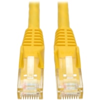 Tripp Lite by Eaton 15-ft. Cat6 Gigabit Snagless Molded Patch Cable(RJ45 M/M) - Yellow - 15 ft (4.57 m) Category 6 Network Cable for Network Device, ATM - First End: 1 x RJ-45 Network - Male - Second End: 1 x RJ-45 Network - Male - 1 Gbit/s - Patch Cable - Gold Plated Contact - CM - 24 AWG - Yellow 