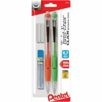 Pentel Twist-Erase CLICK Mechanical Pencil - 0.7 mm Lead - HB - Medium Point - Clear Barrel - 2 Pack