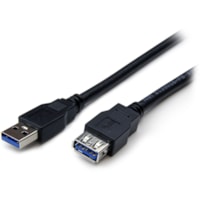 Câble de transfert de données 6 pi (1,83 m) USB - 1 chaque StarTech.com - 6 pi (1,83 m) USB Câble de transfert de données - 5 Gbit/s - Rallonge - Blindé - 28 AWG - Noir - 1 chaque