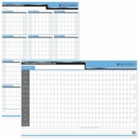 DayTimer Yearly Undated Laminated Reversible Planner, 24"x 36" - 24" (609.60 mm) x 35 4/5" (909.32 mm) Sheet Size - Wall Mount - Reversible, Write on/Wipe off, Laminated - 1 Each