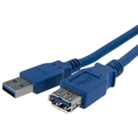 Câble de transfert de données SuperSpeed USB3SEXT1M 3,3 pi (1 m) USB - 1 chaque StarTech.com - 3,3 pi (1 m) USB Câble de transfert de données - 5 Gbit/s - Rallonge - Blindé - Nickel Connecteur plaqué - 28 AWG - Bleu - 1 chaque