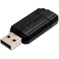 Verbatim 64GB Pinstripe USB Flash Drive - Black - 64 GB - USB 2.0 Type A - 10 MB/s Read Speed - 4 MB/s Write Speed - Black - Lifetime Warranty - 1 Each