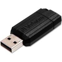 Verbatim 8GB Pinstripe USB Flash Drive - Black - 8 GB - USB 2.0 - Black - Lifetime Warranty - 1 Each