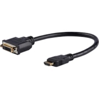 StarTech.com 8in HDMIÂ® to DVI-D Video Cable Adapter - HDMI Male to DVI Female - Connect a DVI-D device to an HDMI-enabled device using a standard HDMI cable - hdmi male to dvi female cable - hdmi male to dvi female adapter - hdmi to dvi dongle -hdmi to dvi adapter cable