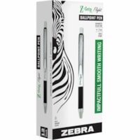 Stylo à bille Z-Grip Zebra - 1,2 mm (0,05 po) Gras Pointe de stylo - Rétractable - Ink Noir - 1 Emballage