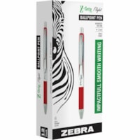 Zebra Pen Z-Grip Flight Retractable Pens - 1.2 mm (0.05") Bold Pen Point - Retractable - Red Ink - 1 Dozen