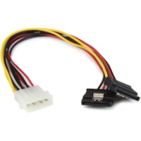 Star Tech.com 12in LP4 to 2x Latching SATA Power Y Cable Splitter Adapter - 4 Pin Molex to Dual SATA - Power two SATA drives from a single LP4 power supply connector - LP4 to dual sata - LP4 to sata splitter - LP4 to sata cable - 4 pin LP4 to sata - lp4 to sata