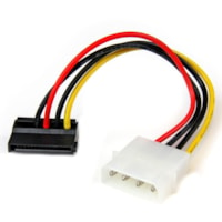 Star Tech.com 6in 4 Pin LP4 to Left Angle SATA Power Cable Adapter - Power a SATA hard drive from a conventional LP4 power supply connection - LP4 to sata adapter - LP4 to sata power adapter - 4 pin LP4 to sata -lp4 to sata