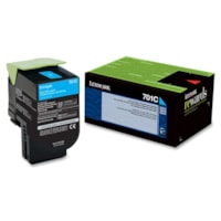 Lexmark Unison 701C Toner Cartridge - Laser - Standard Yield - 1000 Pages - Cyan - 1 Each