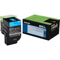 Lexmark Unison 801C Toner Cartridge - Laser - Standard Yield - 1000 Pages Cyan - Cyan - 1 Each