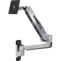 Ergotron Wall Mount for Flat Panel Display - Polished Aluminum - Height Adjustable - 42" (1066.80 mm) Screen Support - 25 lb (11339.81 g) Load Capacity - 75 x 75, 100 x 100, 200 x 100, 200 x 200 - VESA Mount Compatible - 1 Each