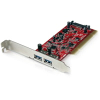 Adaptateur USB - PCI-X - Carte enfichable - Rouge StarTech.com - PCI-X - Carte enfichable - 2 Port(s) USB - 1 Port(s) SATA - Support UASP - PC