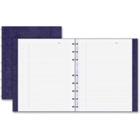 Blueline MiracleBind Notebook - 150 Pages - Twin Wirebound - Ruled Margin - 9 1/4" (234.95 mm) x 7 1/4" (184.15 mm) Sheet Size - White Paper - Purple Ribbed Cover - Micro Perforated, Self-adhesive Tab, Index Sheet, Hard Cover, Pocket - Recycled - 1 Each