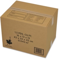 Crownhill Shipping Box - External Dimensions: 13" (330.20 mm) Width x 13" (330.20 mm) Depth x 16" (406.40 mm) Height - 11.22 gal (42475.27 mL) - Kraft - Brown - For Book, CD/DVD, Tool - Recycled - 10 / Pack