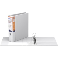 QuickFit D-Ring Deluxe File Binder - 2" (50.80 mm) Binder Capacity - 450 Sheet Capacity - Fastener(s): Ring - Pocket(s): 2, Internal - Vinyl - White - Recycled - Label Holder, Heavy Duty, Reinforced Hole, Finger Hole, Antimicrobial, Ink-transfer Resistant - 1 Each