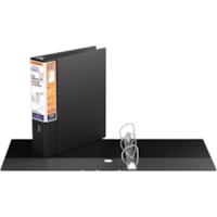 QuickFit QuickFit Round Ring Deluxe File Binder - 2" (50.80 mm) Binder Capacity - 450 Sheet Capacity - Fastener(s): Ring - Pocket(s): 2, Internal - Vinyl - Black - Recycled - Label Holder, Heavy Duty, Reinforced Hole, Finger Hole, Antimicrobial, Ink-transfer Resistant - 1 Each