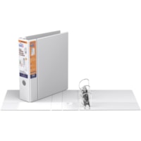 QuickFit D-Ring Deluxe File Binder - 3" (76.20 mm) Binder Capacity - 550 Sheet Capacity - Fastener(s): D-Ring - Pocket(s): 2, Internal - Vinyl - White - Recycled - Label Holder, Heavy Duty, Reinforced Hole, Finger Hole, Antimicrobial, Ink-transfer Resistant - 1 Each