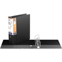 QuickFit D-Ring Deluxe File Binder - 3" (76.20 mm) Binder Capacity - 550 Sheet Capacity - Fastener(s): D-Ring - Pocket(s): 2, Internal - Vinyl - Black - Recycled - Label Holder, Heavy Duty, Reinforced Hole, Finger Hole, Antimicrobial, Ink-transfer Resistant - 1 Each