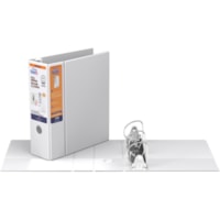 QuickFit QuickFit Locking D-ring Deluxe File Binder - 4" (101.60 mm) Binder Capacity - 650 Sheet Capacity - Fastener(s): D-Ring - Pocket(s): 2, Internal - Vinyl - White - Recycled - Label Holder, Heavy Duty, Reinforced Hole, Finger Hole, Antimicrobial, Ink-transfer Resistant - 1 Each