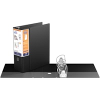 QuickFit QuickFit Locking D-ring Deluxe File Binder - 4" (101.60 mm) Binder Capacity - 650 Sheet Capacity - Fastener(s): D-Ring - Pocket(s): 2, Internal - Vinyl - Black - Recycled - Label Holder, Hinged, Heavy Duty, Finger Hole, Reinforced, Antimicrobial, Ink-transfer Resistant, Locking Ring - 1 Eac