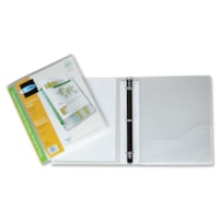 Filemode Round Ring Presentation Binder - 5/8" (15.88 mm) Binder Capacity - Letter - 8 1/2" (215.90 mm) x 11" (279.40 mm) Sheet Size - 100 Sheet Capacity - Fastener(s): 3 x Ring - Pocket(s): Internal - Polypropylene - Clear - CD Holder, PVC-free - 1 Each