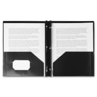 Winnable Letter Pocket Folder - Letter - 8 1/2" x 11" Sheet Size - 3 Fastener(s) - 2 Pocket(s) - Poly - Clear, Black