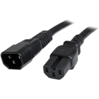 StarTech.com 3ft (1m) Heavy Duty Extension Cord, IEC C14 to IEC C15 Black Extension Cord, 15A 250V, 14AWG, Heavy Gauge Power Cable - 3ft (1m) Heavy duty extension cord w/ IEC 60320 C14 to C15 connectors; 250V at 15A (Max); UL listed (UL62/UL817); AC Power Cord w/ molded connectors; Fire Rating VW-1;