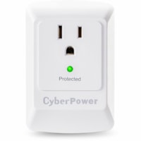 CyberPower CSB100W Essential 1-Outlet Surge Suppressor Wall Tap - Plain Brown Boxes - White - NEMA 5-15P - 1 x NEMA 5-15R - 900 J - Direct Plug