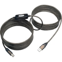 Tripp Lite by Eaton 25ft. High-Speed USB2.0 A/B Active Device Cable (A Male to B Male) - 25 ft (7.62 m) USB Data Transfer Cable for Printer - First End: 1 x 4-pin USB 2.0 Type A - Male - Second End: 1 x 4-pin USB 2.0 Type B - Male - Silver