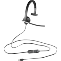 Casque H650e Filaire Sur tête Mono Canal Logitech - Mono Canal - USB - Filaire - 50 Hz à 10 kHz - Sur tête - Monaural - Supra-aural - Élimination du bruit, Bi Directionnel Microphone