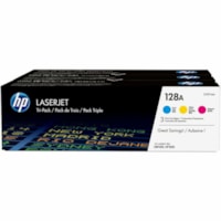 HP 128A (CF371AM) Original Laser Toner Cartridge - Tri-pack - Cyan, Magenta, Yellow - 3 / Carton - 1300 Pages