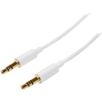 Câble audio 6,6 pi (2 m) Mini Jack - 1 chaque StarTech.com - 6,6 pi (2 m) Mini Jack Câble audio pour Appareil Audio, iPod, iPad, iPhone - Nickel Connecteur plaqué - Blanc - 1 chaque