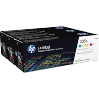 Cartouche toner 305A CYM (CF370AM) D'origine Laser - Paquet triple - Cyan, Magenta, Jaune - 3 / Carton HP - Laser - 3 / Carton