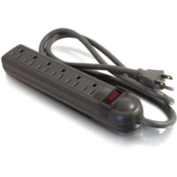 C2G 6-Outlet Power Strip - With Surge Suppressor, 14 AWG, 4ft Long - Black - 6 - External