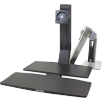 Ergotron WorkFit Mounting Arm for Flat Panel Display - Polished Black - Height Adjustable - 24" (609.60 mm) Screen Support - 20 lb (9071.85 g) Load Capacity - 75 x 75, 100 x 100 - VESA Mount Compatible - Aluminum