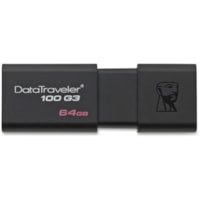 Clé USB DataTraveler 100 G3 64 Go USB 3.0 - Noir Kingston - 64 Go - USB 3.0 - Noir - 5 Année Garantie - 1 chaque