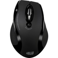 Adesso iMouse G25 Wireless Ergonomic Laser Mouse - Laser - Wireless - 30 ft (9144 mm) - Radio Frequency - 2.40 GHz - Black - USB Type A - 1600 dpi - Scroll Wheel - 6 Button(s) - Right-handed