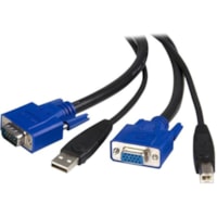 Câble KVM (clavier, vidéo, souris) 10 pi (3,05 m) USB - 1 chaque StarTech.com - 10 pi (3,05 m) USB Câble KVM (clavier, vidéo, souris) pour Commutateur KVM - First End : USB - Mâle - Noir - 1 chaque