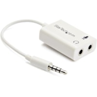 StarTech.com 3.5mm 4 Position to 2x 3 Position 3.5mm Headset Splitter Adapter M/F - White - Turns a 3.5mm combo headphone/microphone port into two distinct ports - Headphone Mic Splitter - iPhone Headset Splitter - 3.5m Headset Splitter - 4 Pin 3.5mm Splitter - 4 Pole 3.5mm Splitter - 6 inches, Whit