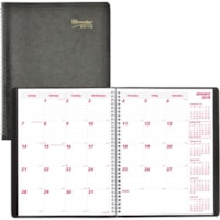 Brownline 16-months Dated Monthly Planner - Julian Dates - Monthly - 16 Month - September 2017 to December 2018 - 1 Month Double Page Layout - 8 1/2" x 11" Sheet Size - Twin Wire - Black - Moon Phases, Reference Calendar, Tear-off, Soft Cover, Address Directory, Phone Directory - 1 Each