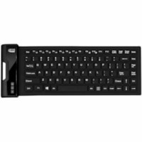 Adesso Antimicrobial Waterproof Flex Keyboard (Mini Size) - Cable Connectivity - USB Interface - 87 Key(s) - Media Player, Internet, Email Hot Key(s) - English (US) - QWERTY Layout - Computer - PC, Windows - Industrial Silicon Rubber Keyswitch - Black