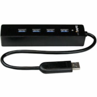 StarTech.com 4 Port Portable SuperSpeed USB 3.0 Hub with Built-in Cable - 5Gbps - Add four external USB 3.0 ports to your notebook or Ultrabook(tm) with a slim, portable hub - Four Port External USB 3 Hub with Built-in Cable - 4Port Mini USB Hub - 4 Port USB 3.0 Hub - Microsoft Surface Pro 4 / Su