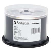 Verbatim DVD-R 4.7GB 8X DataLifePlus Shiny Silver Silk Screen Printable - 50pk Spindle - 120mm - 2 Hour Maximum Recording Time