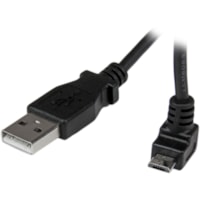 StarTech.com 1m Micro USB Cable - A to Up Angle Micro B - Charge or sync your Micro USB devices, with the cable kept out of the way - 1m USB to Micro USB Cable Cord - Angled Micro USB Cable - Up Angle USB Cable - Up Angle Micro USB - 1 m Micro USB Cable - 1x USB A (M), 1x USB Micro B (M) Black, 1 me