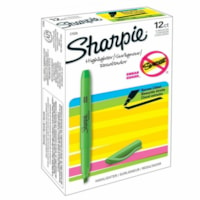 Sharpie Highlighter - Pocket - Chisel Marker Point - Fluorescent Green Ink - 12 / Dozen