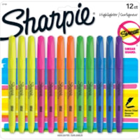 Surligneur Accent Sharpie - Pointe en biseau, etroit Pointe de marqueur - Ink Jaune fluorescent, Vert fluorescent, Rose fluorescent, Bleu, Orange fluorescent, Lavande - 12 / emballage