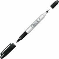 Sharpie Twin Tip Permanent Marker - Fine, Ultra Fine Marker Point - Black Ink - Alcohol Based - 1 Each