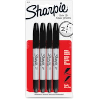 Sharpie Twin Tip Permanent Markers - Fine, Ultra Fine Marker Point - Black Ink - Alcohol Based - 4 / Pack