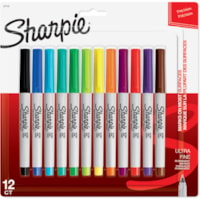 Sharpie Ultra Fine Point Permanent Marker - Ultra Fine Marker Point - Black, Red, Blue, Green, Brown, Orange, Purple, Lime, Yellow, Aqua, Berry, ... Ink - 12 / Pack